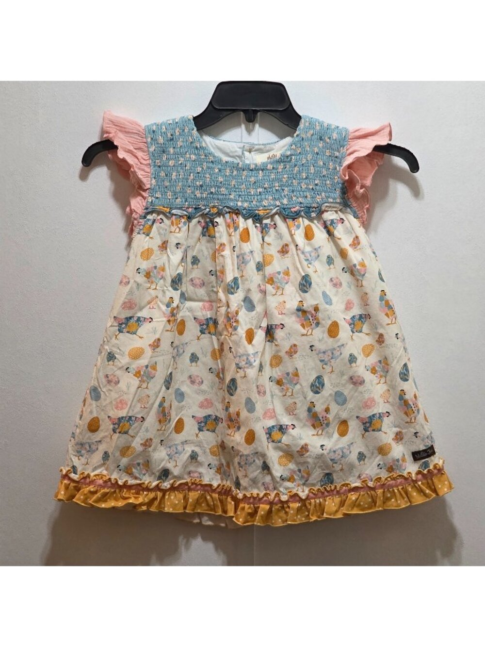 Matilda Jane Smocked Floral Easter Egg Chick Chicken Dress S/S Girls 10